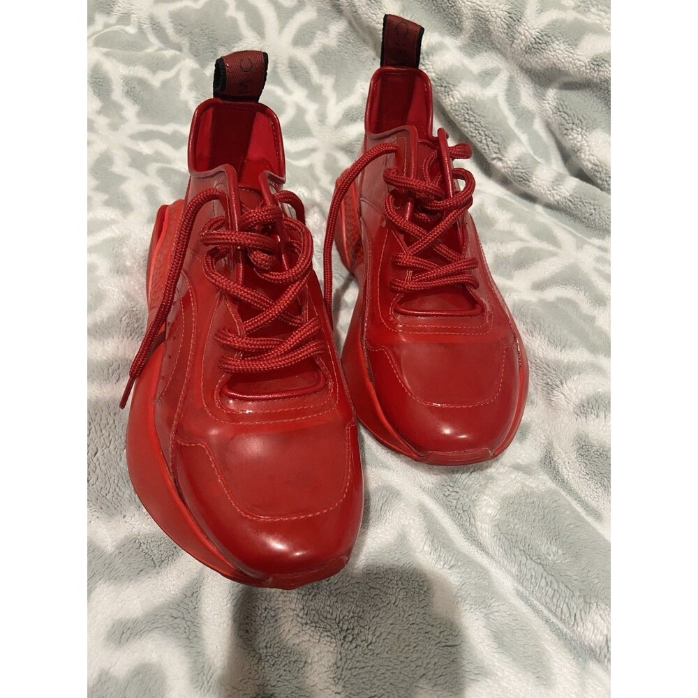 Stella McCartney Red Low Top Lace Up Solid Rubber Outsole Athletic Sneaker